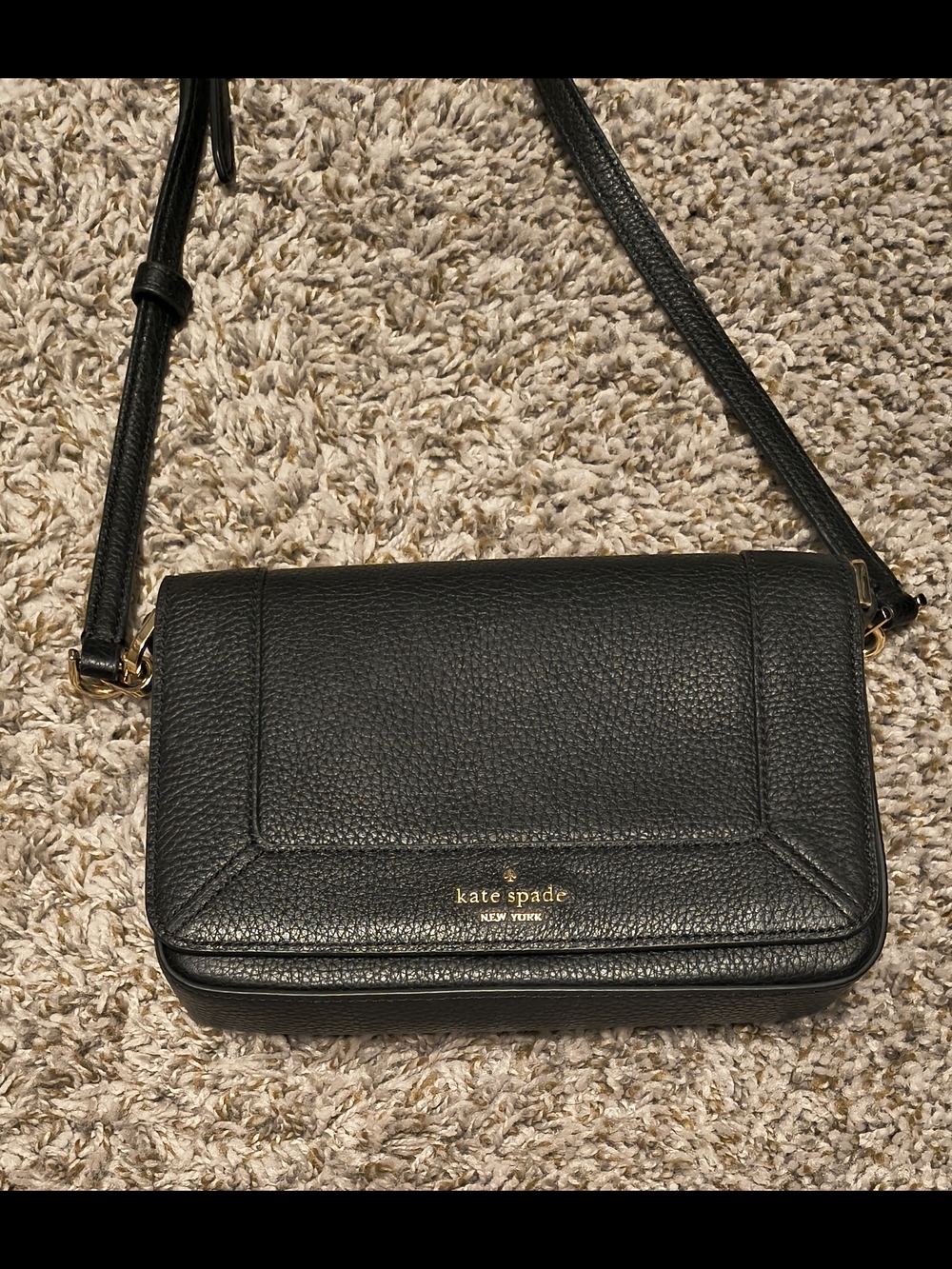 kate spade Black Pebbled Leather Lena Crossbody